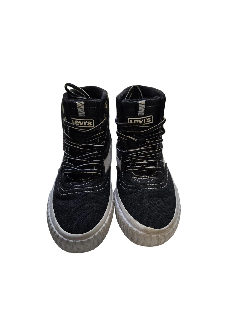 Levi's Kids Black and White High-Top Canvas Sneakers